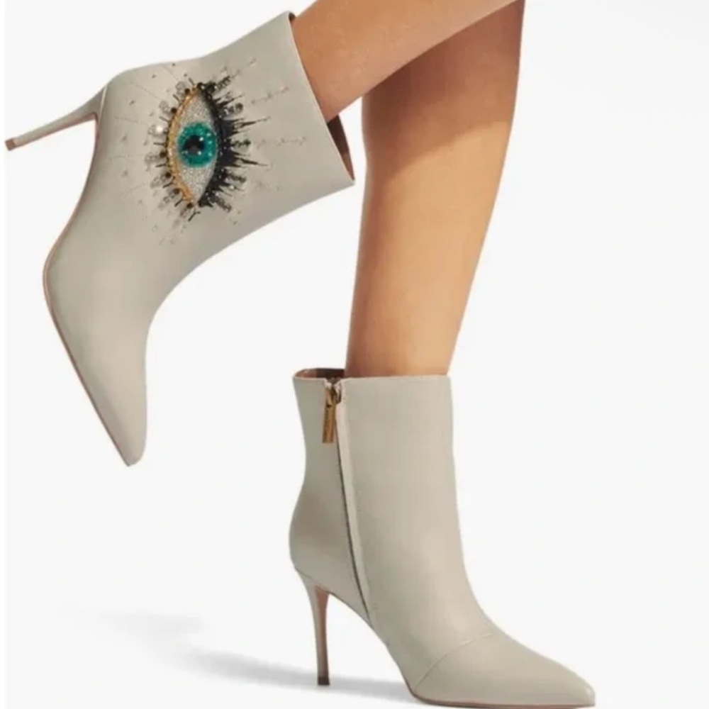 Kurt Geiger Beige Heeled Boots with Eye Detail